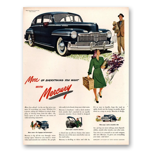 1947 Mercury More of Everything You Want More Fun Ahead Vintage Magazine Print Ad