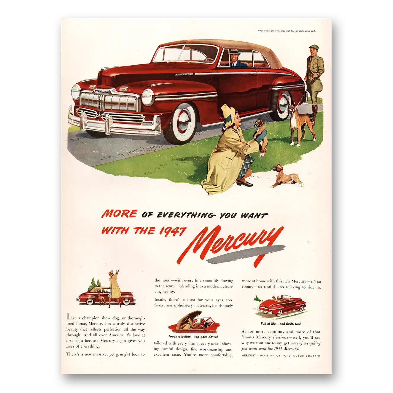 1947 Mercury Like Champion Show Dog Vintage Magazine Print Ad