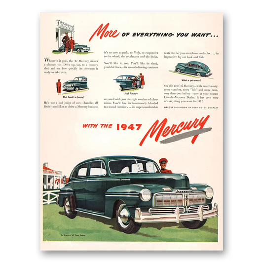 1947 Mercury Creates a Pleasant Stir Vintage Magazine Print Ad