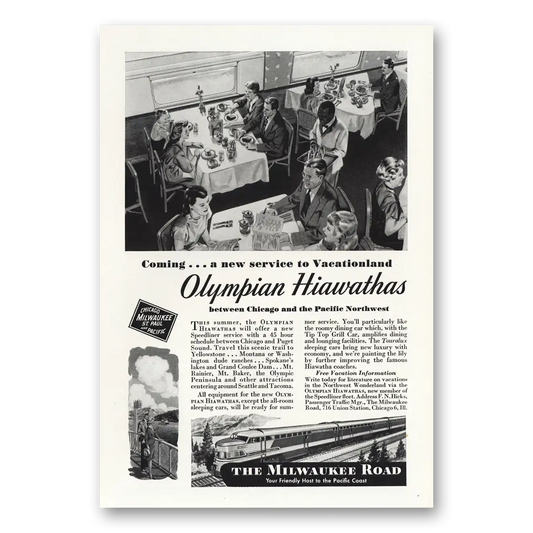 1947 Milwaukee Road Olympian Hiawathas Vintage Magazine Print Ad