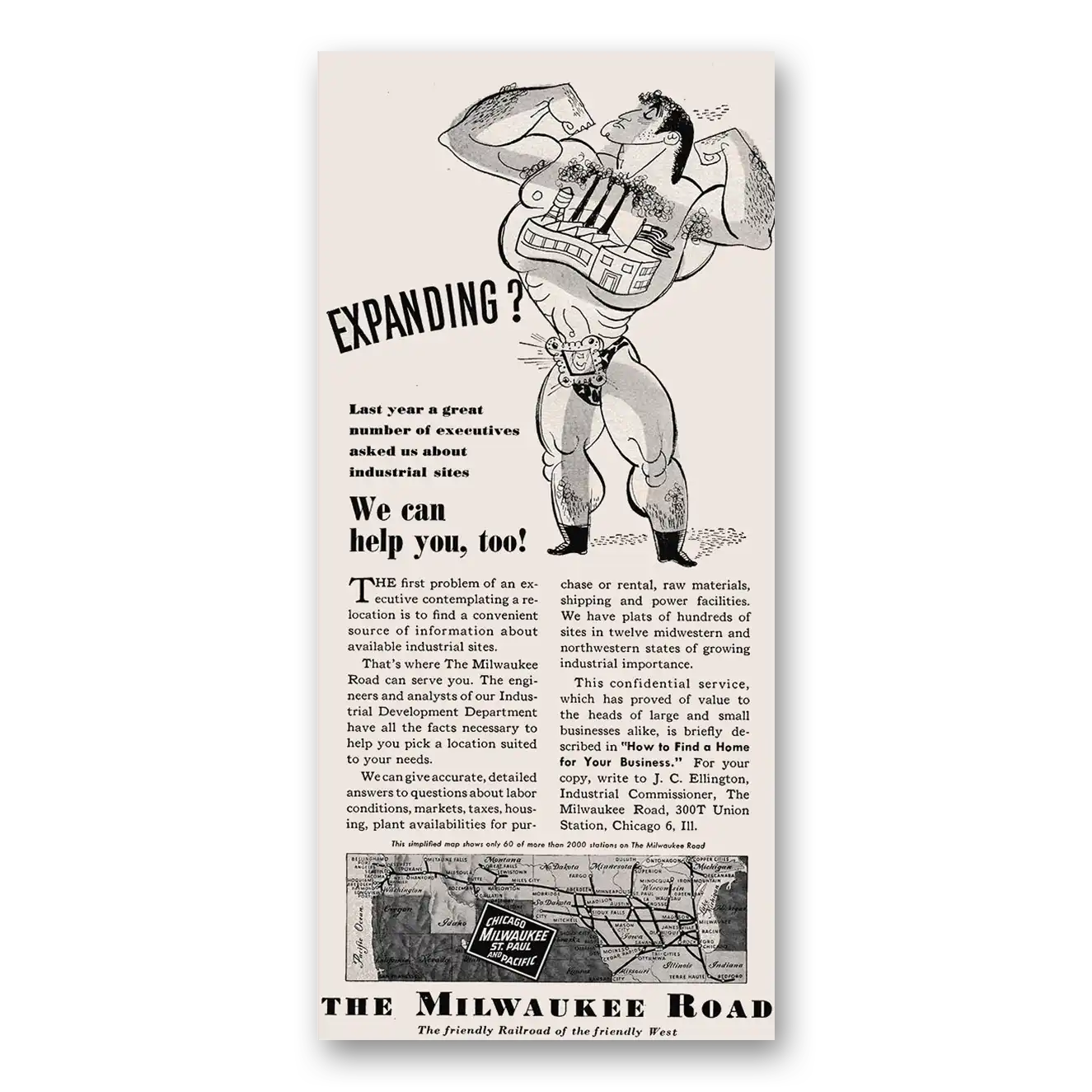 1947 Milwaukee Road Expanding We Can Help You Too Vintage Magazine Print Ad