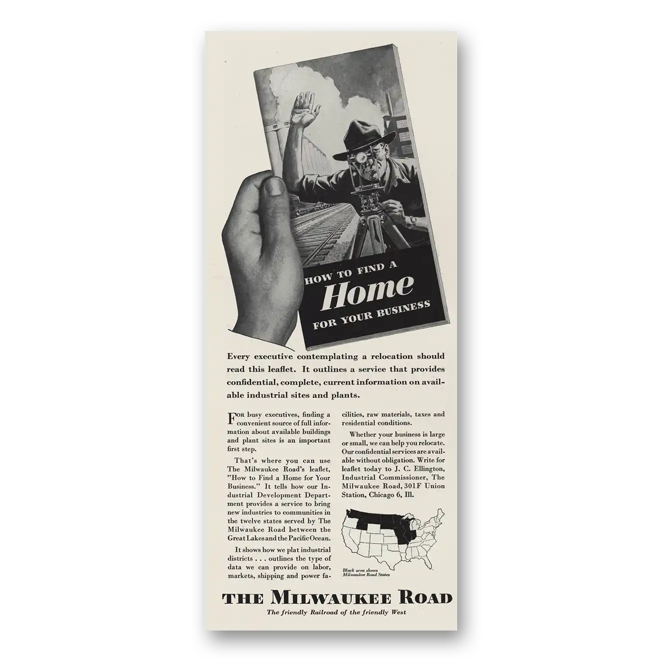 1947 Milwaukee Road Find a Home For Your Business Vintage Magazine Print Ad