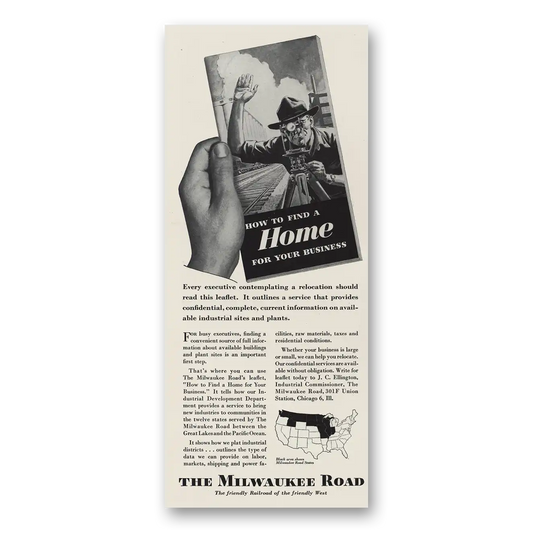 1947 Milwaukee Road Find a Home For Your Business Vintage Magazine Print Ad