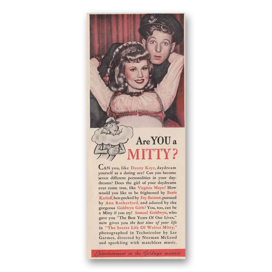 1947 Secret Life of Walter Mitty Movie Promo Are You a Mitty Vintage Magazine Print Ad