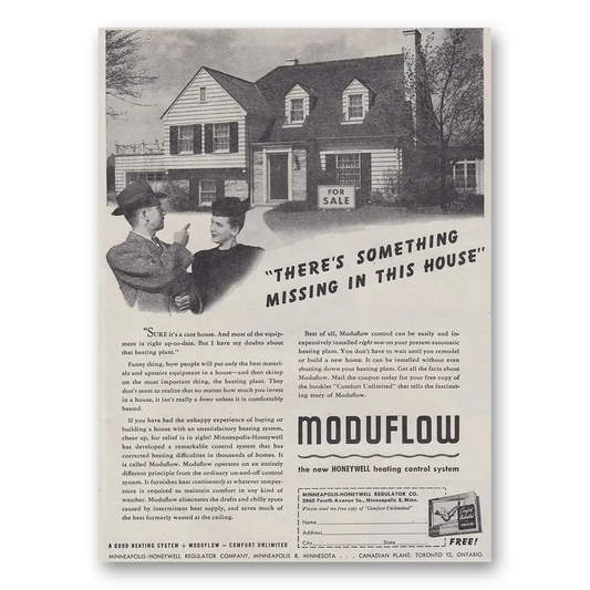 1947 Moduflow Theres Something Missing In This House Vintage Magazine Print Ad