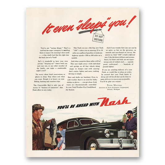 1947 Nash Motors Even Sleeps You Vintage Magazine Print Ad