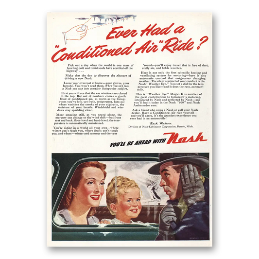 1947 Nash Motors Conditioned Air Ride Vintage Magazine Print Ad