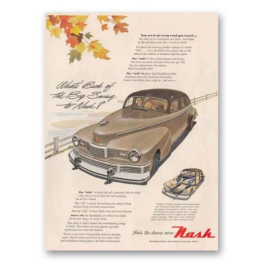 1947 Nash Motors Back of the Big Swing Vintage Magazine Print Ad