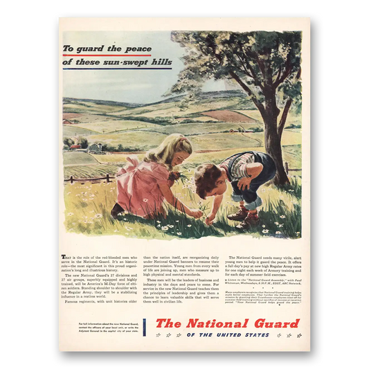 1947 National Guard Sun Swept Hills Vintage Magazine Print Ad