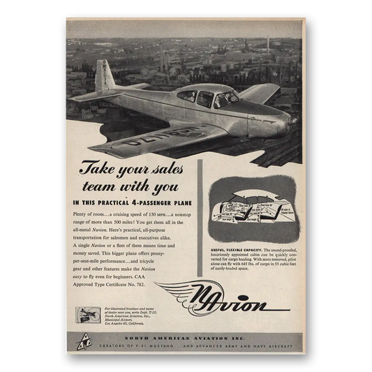 1947 North American Aviation Take Your Sales Team With You Vintage Magazine Print Ad