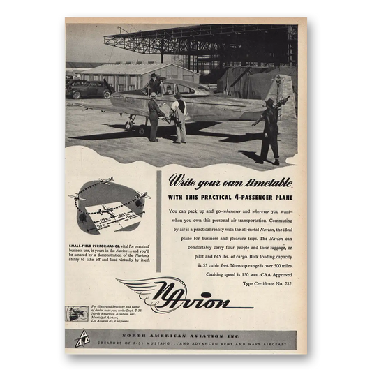 1947 North American Aviation Write Your Own Timetable Vintage Magazine Print Ad