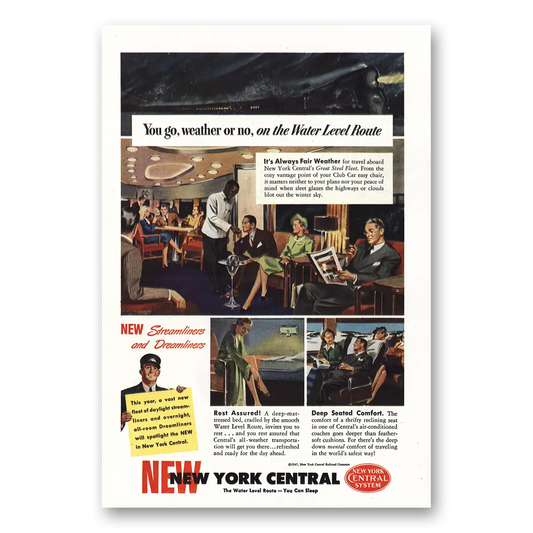 1947 New York Central Weather or No Water Level Route Vintage Magazine Print Ad