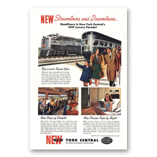 1947 New York Central Streamliners Dreamliners Luxury Parade Vintage Magazine Print Ad