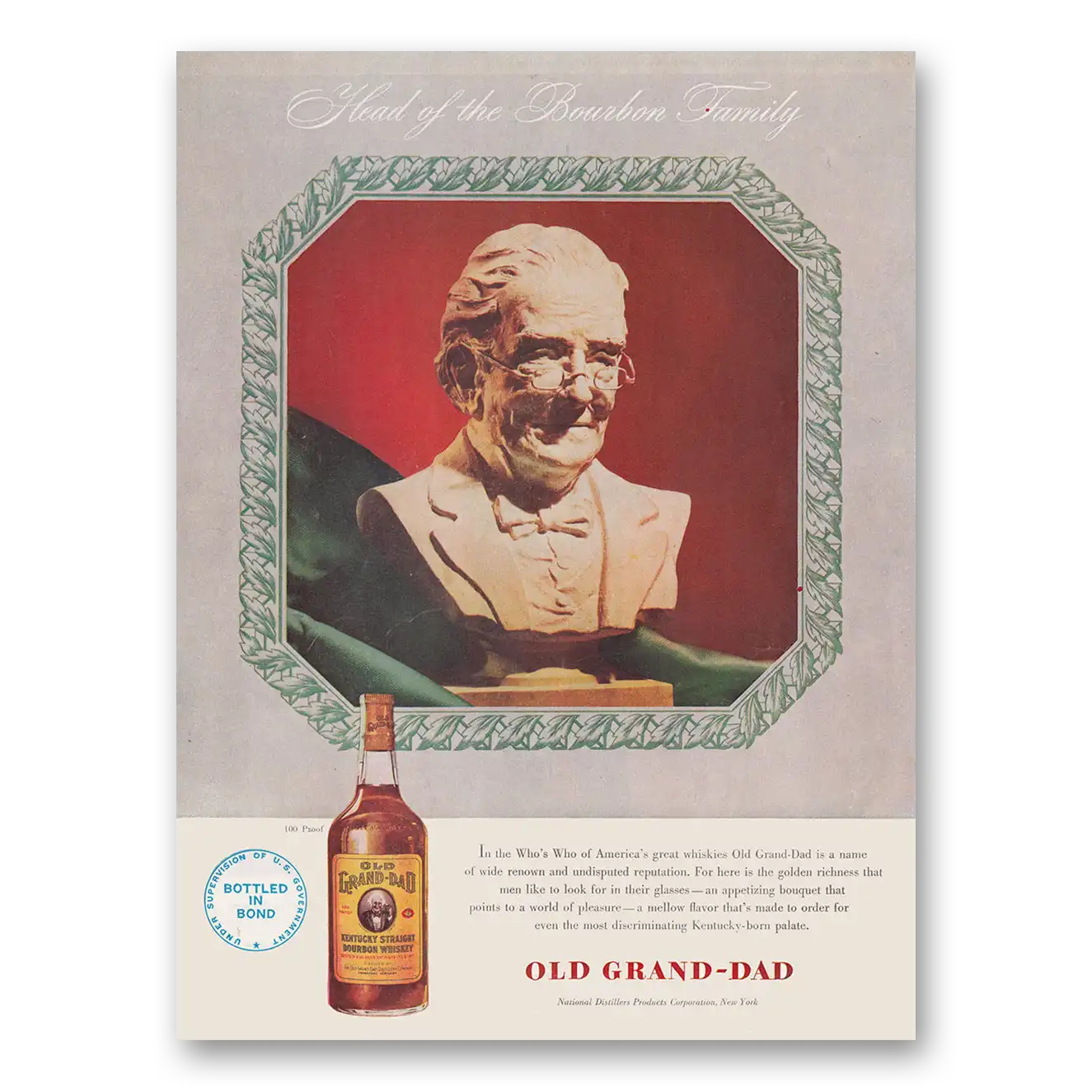 1947 Old Grand-Dad Bourbon Whiskey Who's Who of Americas Great Whiskies Vintage Magazine Print Ad