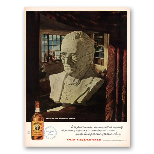 1947 Old Grand-Dad Bourbon Whiskey Book Shelf Vintage Magazine Print Ad