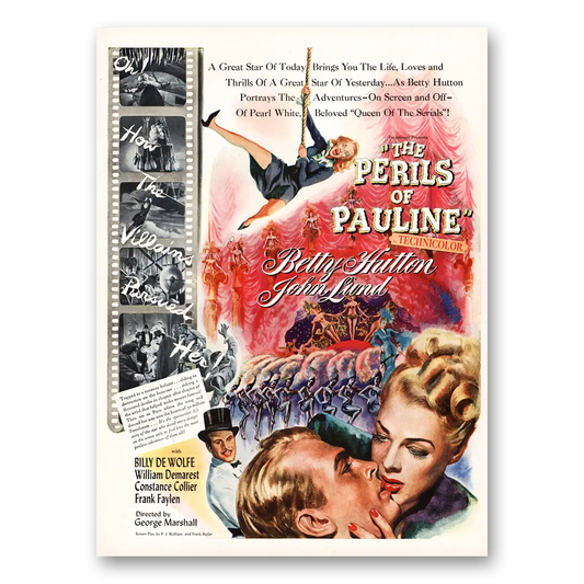 1947 Perils of Pauline Movie Promo Betty Hutton and John Lund Vintage Magazine Print Ad