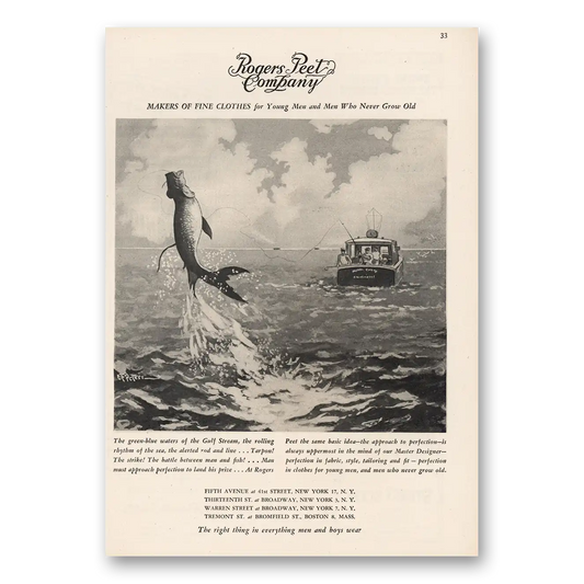 1947 Rogers Peet Green Blue Waters Gulf Stream Vintage Magazine Print Ad