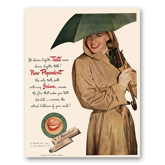 1947 Pepsodent Cleaner Lighter Taste Vintage Magazine Print Ad