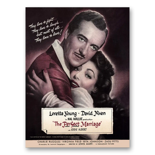 1947 Perfect Marriage Movie Promo David Niven and Loretta Young Vintage Magazine Print Ad