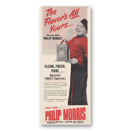 1947 Philip Morris Cigarettes Flavors All Yours Vintage Magazine Print Ad