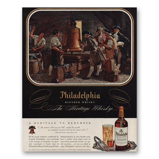 1947 Philadelphia Blended Whisky Liberty Bell Vintage Magazine Print Ad