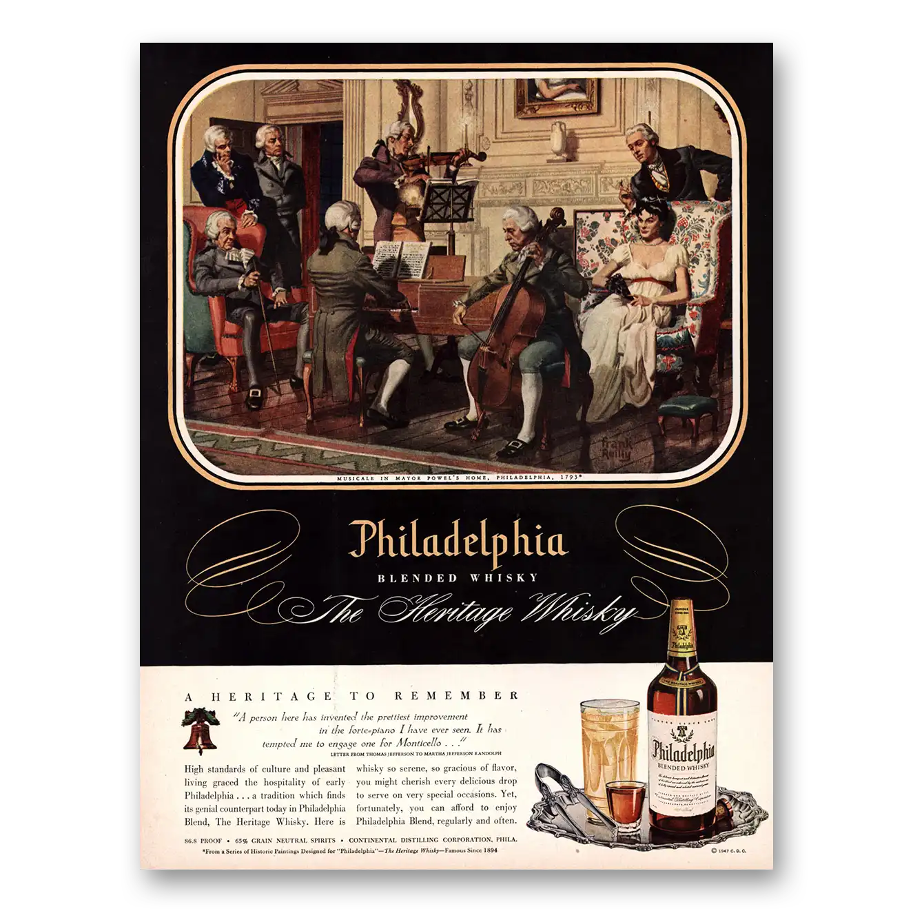 1947 Philadelphia Blended Whisky Musical Mayor Powels Vintage Magazine Print Ad