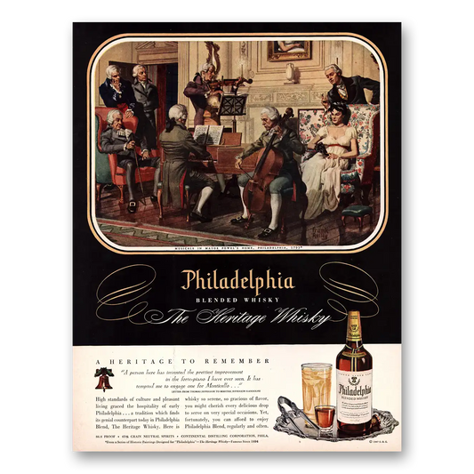 1947 Philadelphia Blended Whisky Musical Mayor Powels Vintage Magazine Print Ad