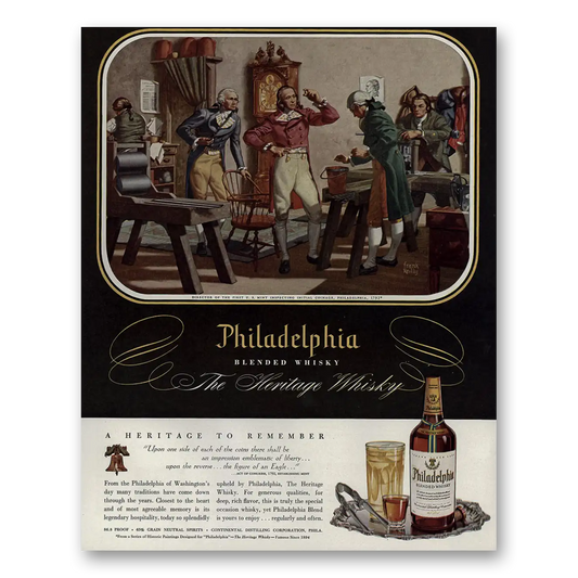 1947 Philadelphia Blended Whisky Director First US Mint Vintage Magazine Print Ad