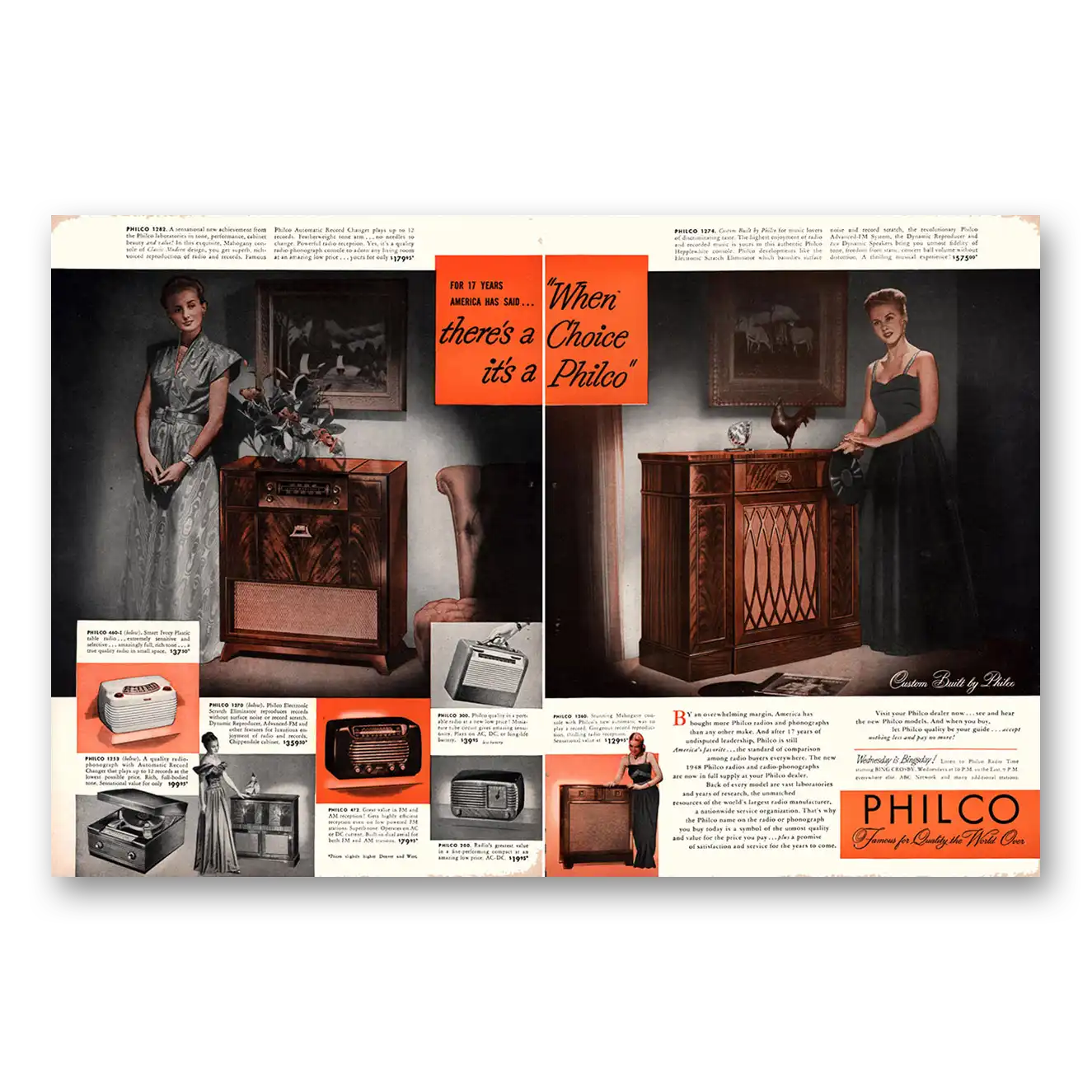 1947 Philco Radio When Theres a Choice Vintage Magazine Print Ad