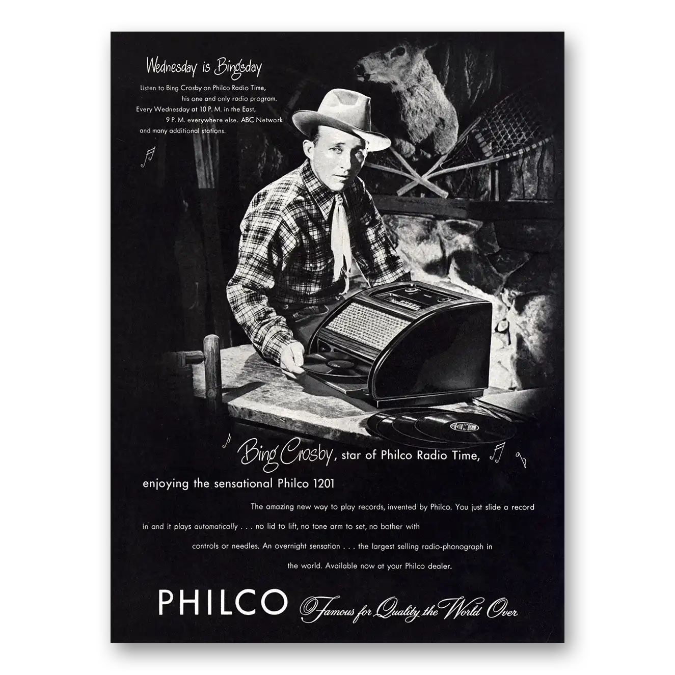 1947 Philco Radio Wednesday Is Bingsday Vintage Magazine Print Ad