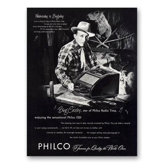 1947 Philco Radio Wednesday Is Bingsday Vintage Magazine Print Ad