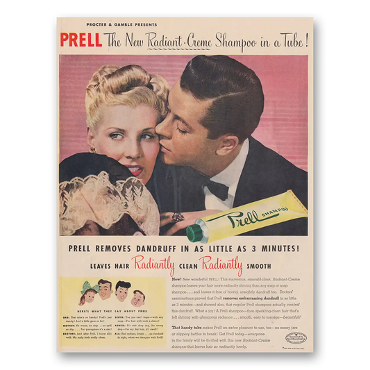 1947 Prell Shampoo New Radiant Creme Shampoo In a Tube Vintage Magazine Print Ad