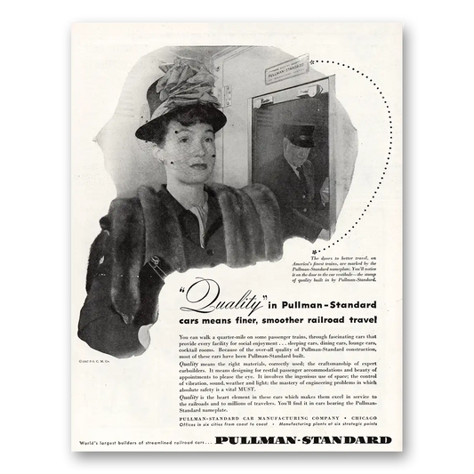 1947 Pullman Finer Smoother Railroad Travel Vintage Magazine Print Ad