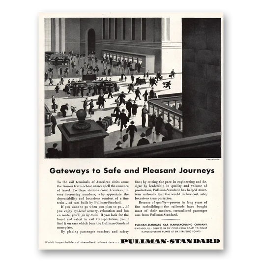 1947 Pullman Gateways to Safe and Pleasant Journeys Vintage Magazine Print Ad