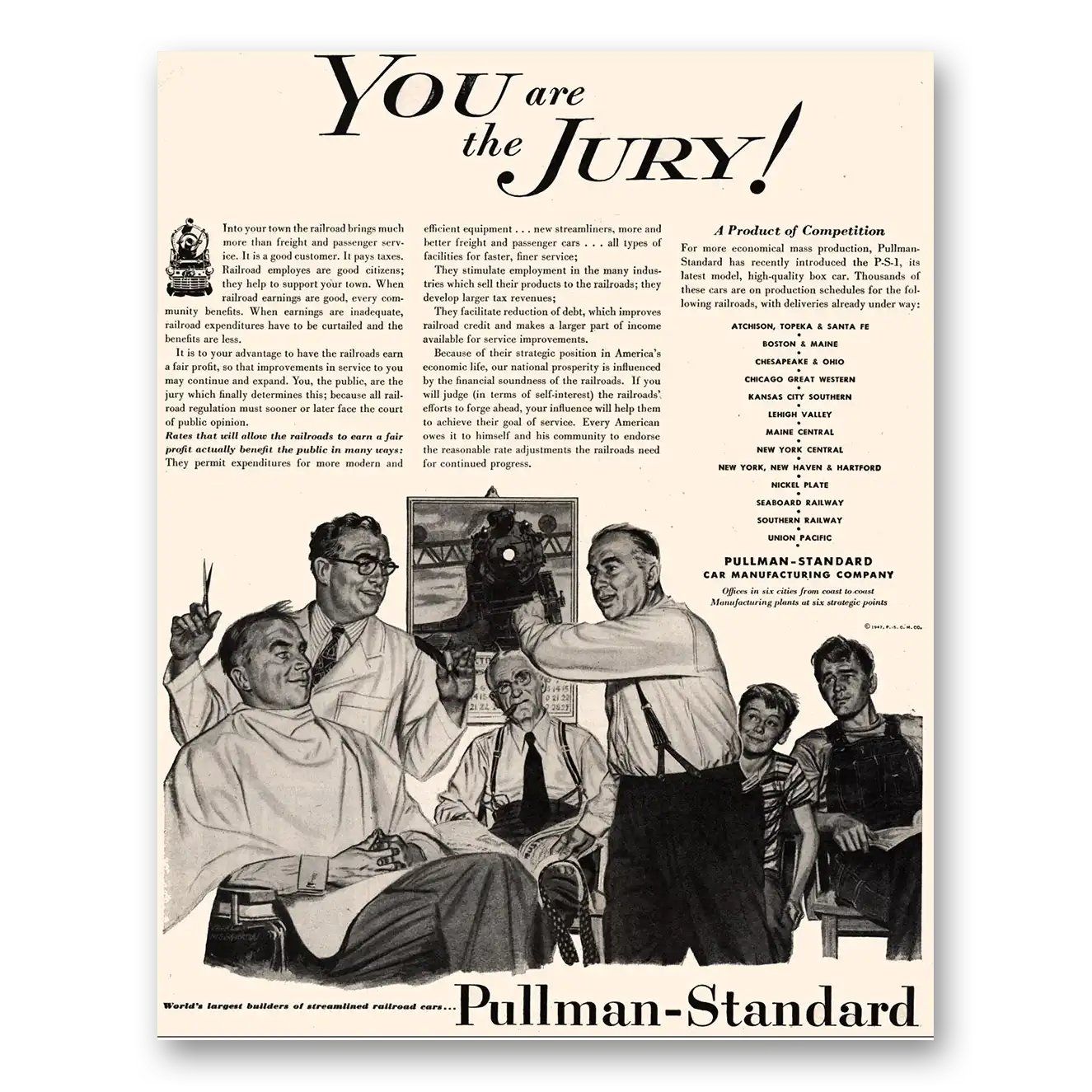 1947 Pullman You Are the Jury Vintage Magazine Print Ad