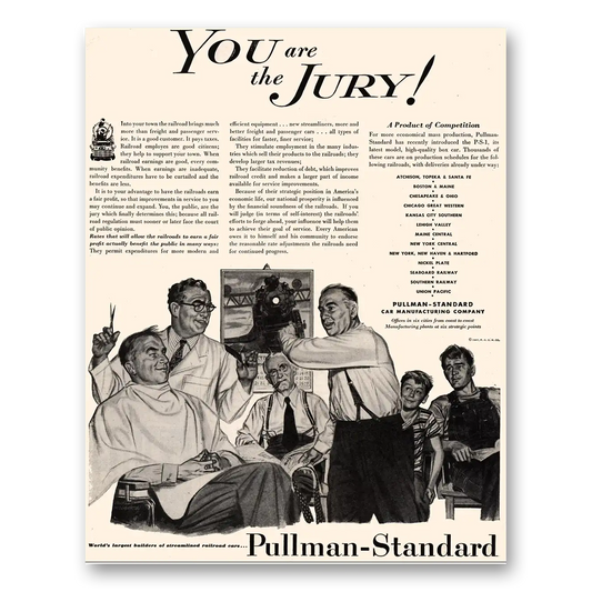 1947 Pullman You Are the Jury Vintage Magazine Print Ad