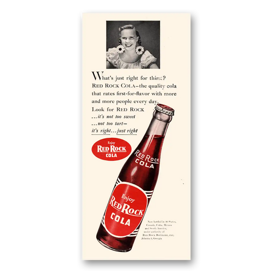 1947 Red Rock Cola First for Flavor With More and More People Vintage Magazine Print Ad