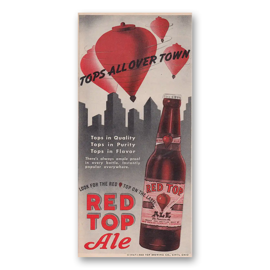 1947 Red Top Ale Tops All Over Town Vintage Magazine Print Ad