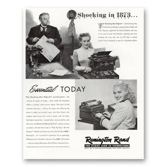 1947 Remington Typewriter Shocking in 1873 Vintage Magazine Print Ad