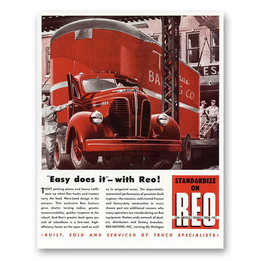 1947 Reo Trucks Easy Does It Vintage Magazine Print Ad