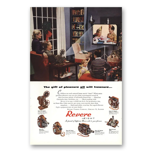 1947 Revere Camera Christmas Gift of Pleasure All Will Treasure Vintage Magazine Print Ad