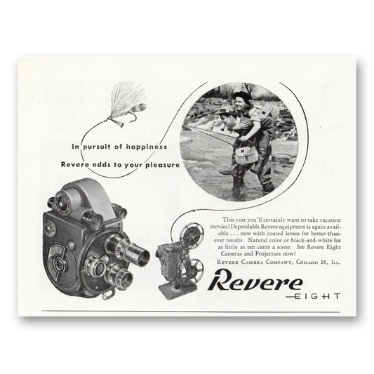 1947 Revere Camera In Pursuit of Happiness Vintage Magazine Print Ad