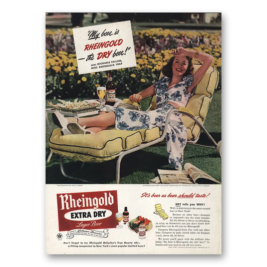 1947 Rheingold Beer Beer as Beer Should Taste Vintage Magazine Print Ad