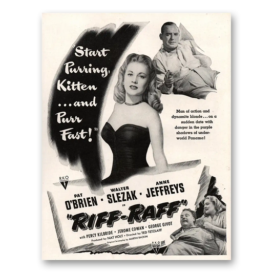 1947 Riff Raff Movie Promo Pat Obrien and Walter Slezak Vintage Magazine Print Ad