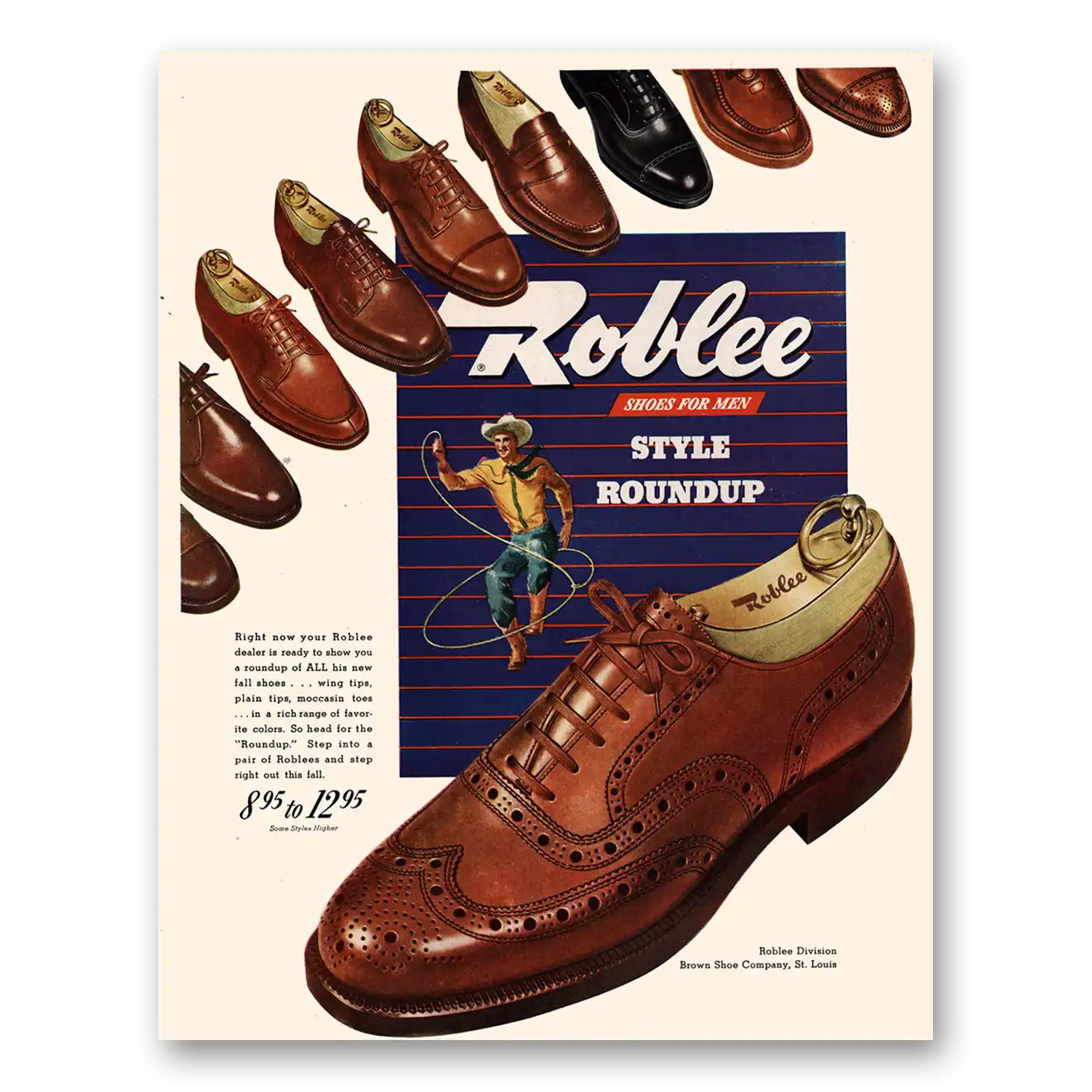 1947 Roblee Shoes Shoes for Men Style Roundup Vintage Magazine Print Ad