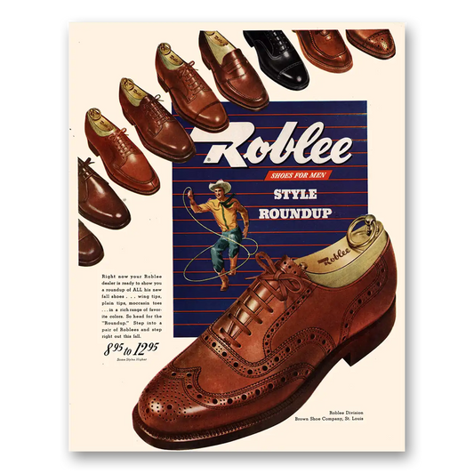 1947 Roblee Shoes Shoes for Men Style Roundup Vintage Magazine Print Ad