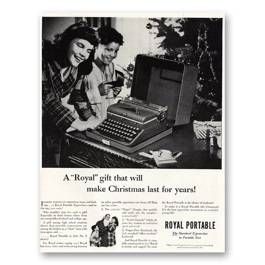 1947 Royal Typewriter Royal Gift Christmas Vintage Magazine Print Ad