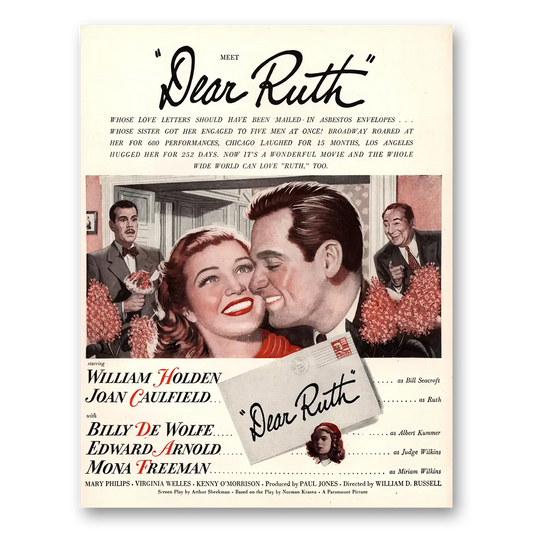 1947 Dear Ruth Movie Promo William Holden and Joan Caulfield Vintage Magazine Print Ad