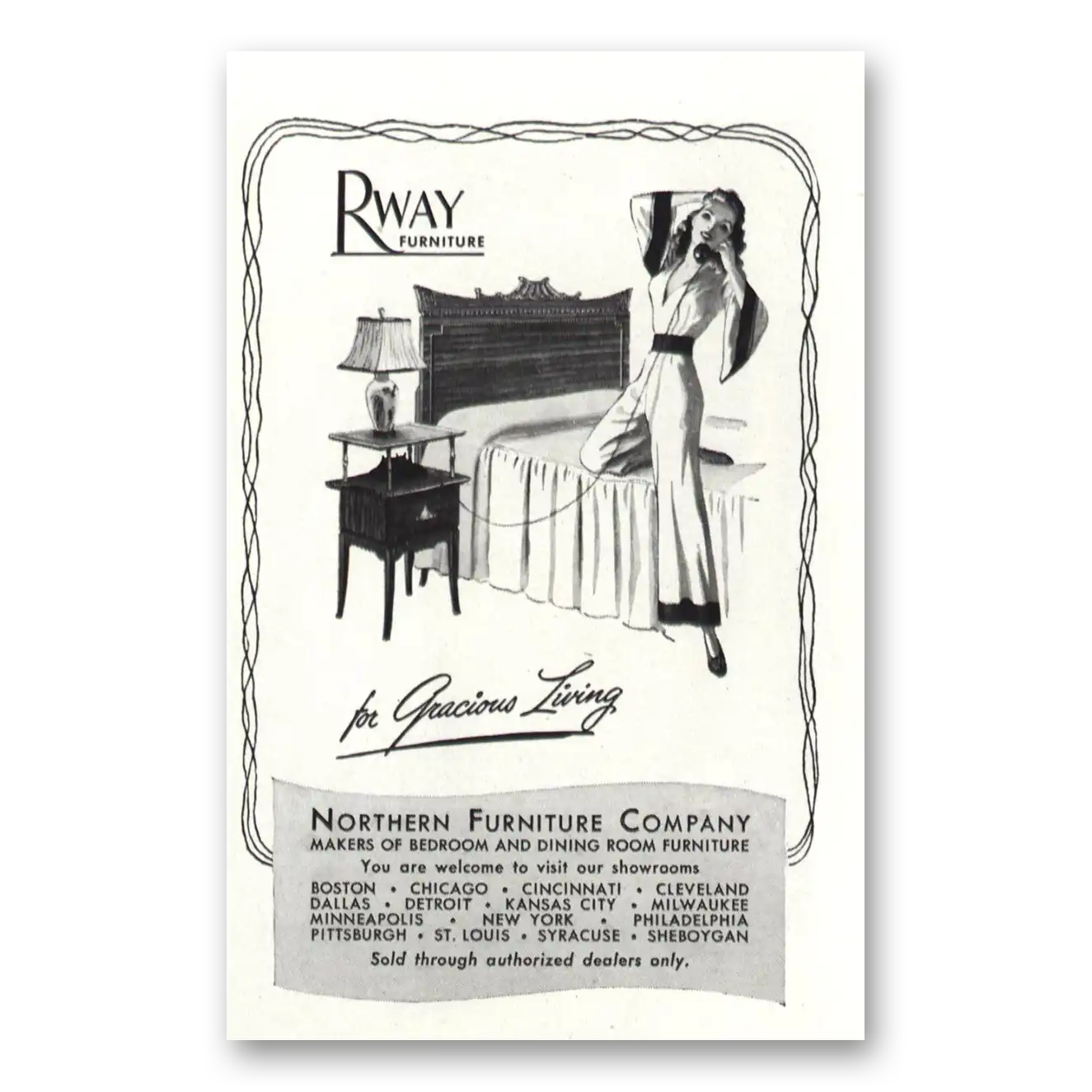 1947 Rway Northern Furniture Gracious Living Vintage Magazine Print Ad