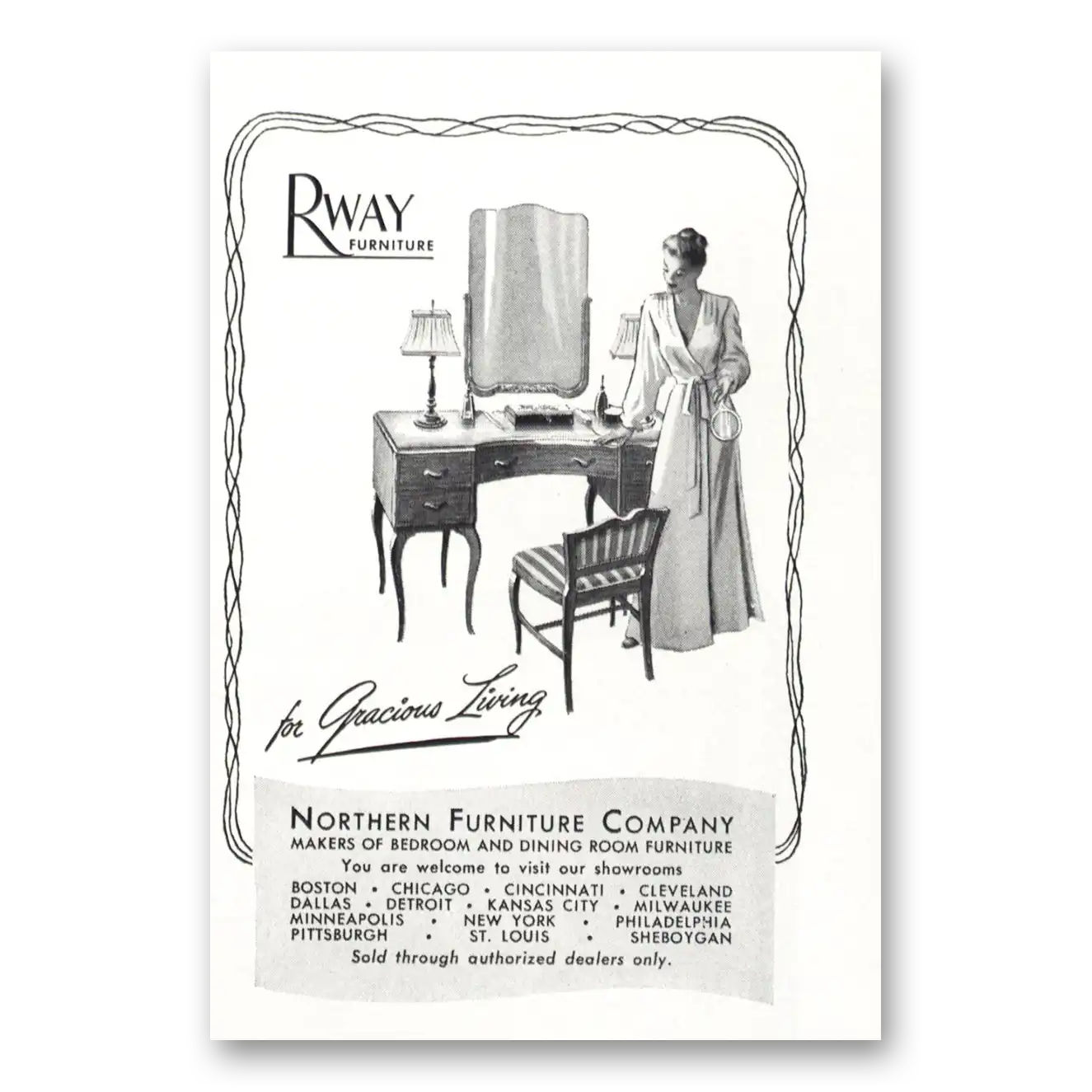 1947 Rway Northern Furniture Desk Vintage Magazine Print Ad